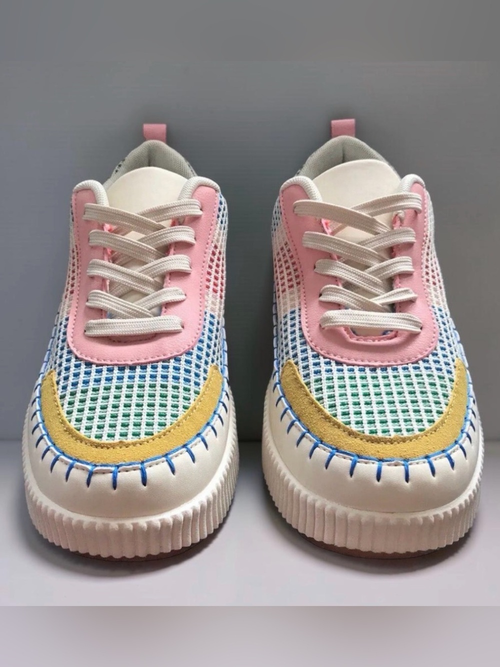 Nicole Miller New York "Brita" Mixed Media Low Top Platform Sneakers. Size 7